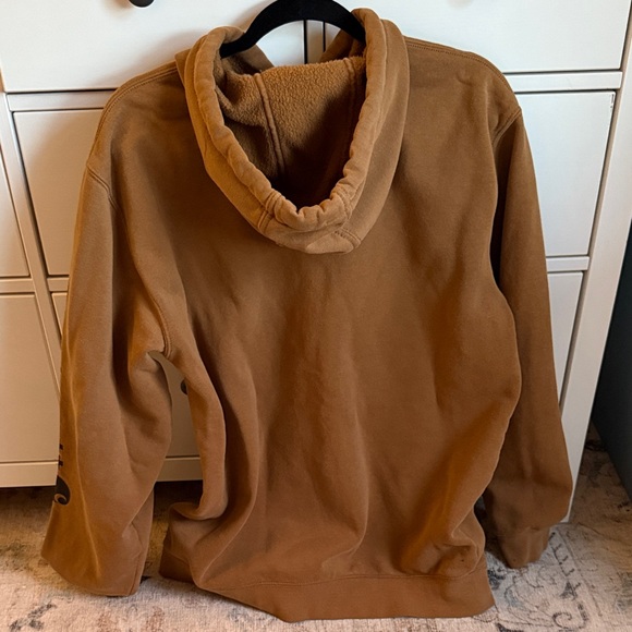 Carhartt Men's Tan Hoodie with Black Logo - Picture 2 of 3